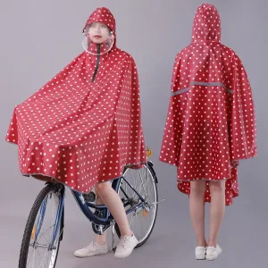 poncho vélo rouge à pois