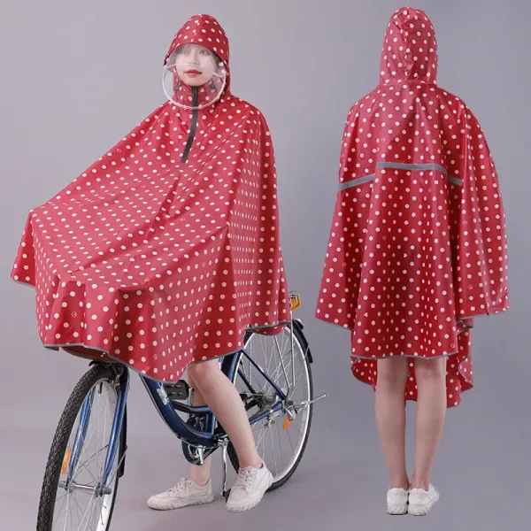 poncho vélo rouge à pois
