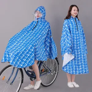 poncho pour vélo bleu à motif