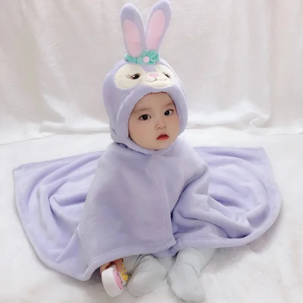 cape de bain bébé lapin violet