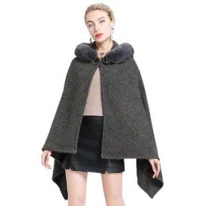 cape poncho capuche femme