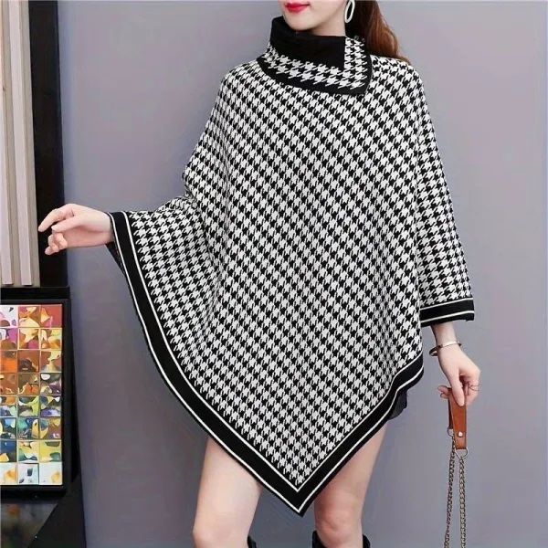 cape poncho femme noir et blanc