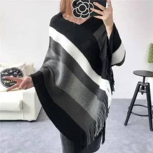 cape poncho laine gris femme