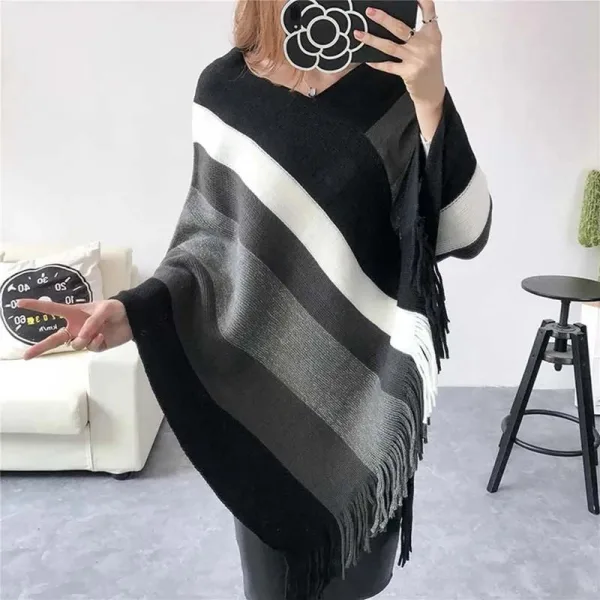 cape poncho laine gris femme