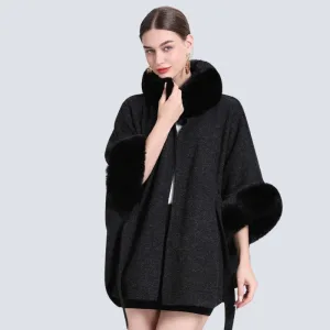 manteau cape poncho femme noir
