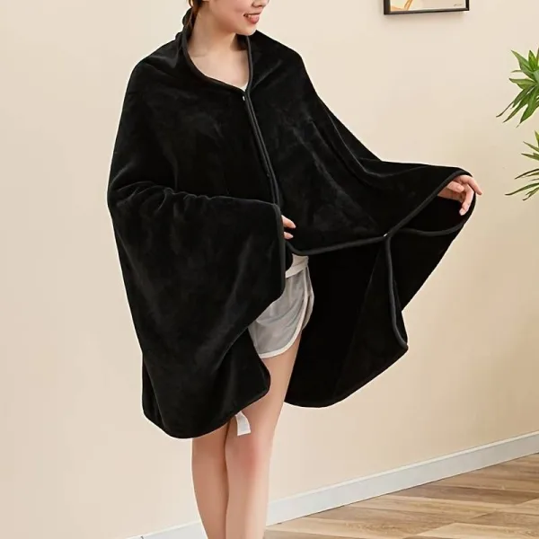 plaid poncho polaire