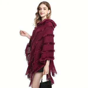 poncho à capuche femme