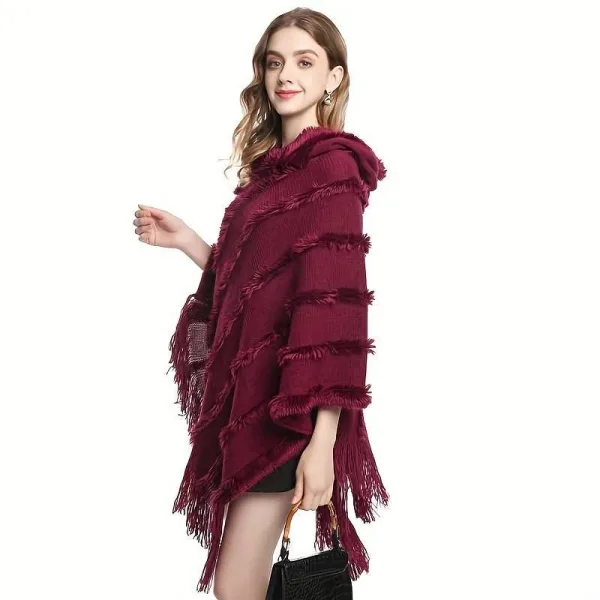 poncho à capuche femme