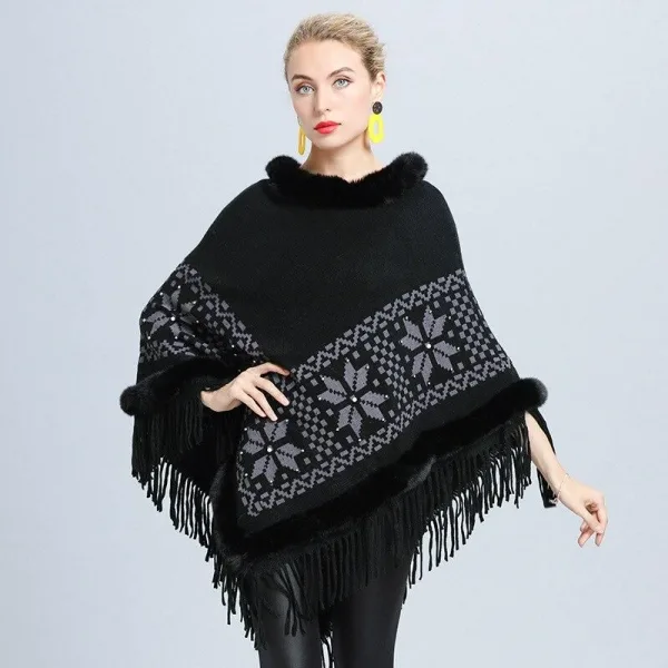 poncho avec fourrure