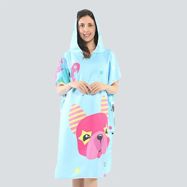poncho bain bleu clair