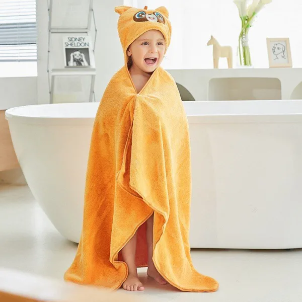 poncho bain enfant chien orange