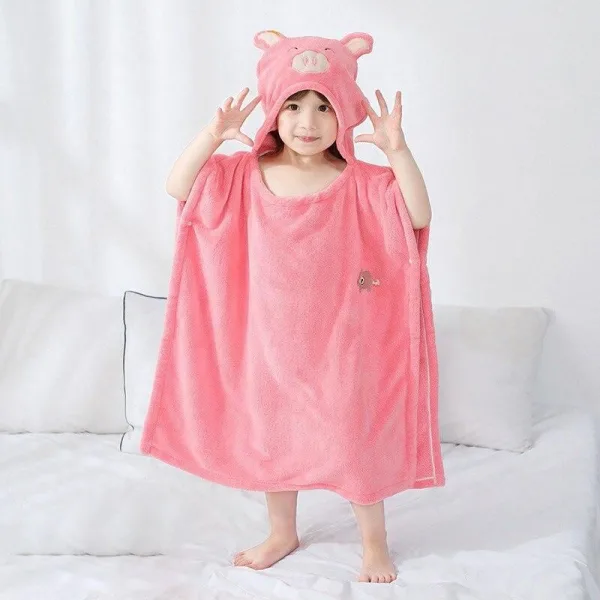 poncho bain enfant cochon