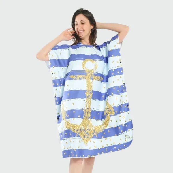 poncho bain femme ancre
