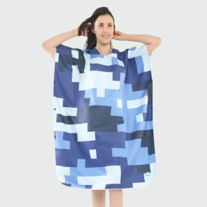 poncho bain femme bleu