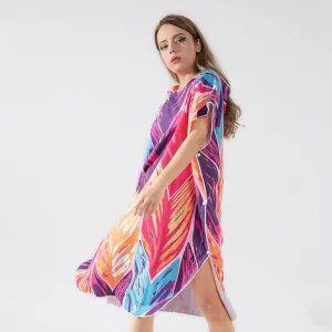 poncho bain multicolore