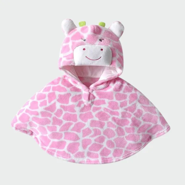 poncho bébé girafe rose