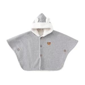 poncho bébé gris blanc