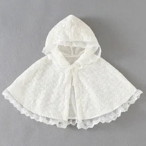 poncho blanc bébé