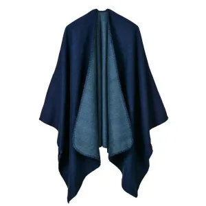 poncho bleu femme
