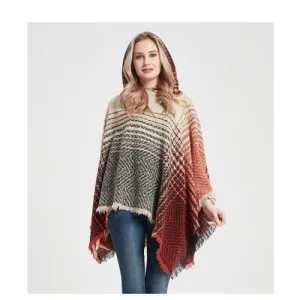 poncho femme fin rayures