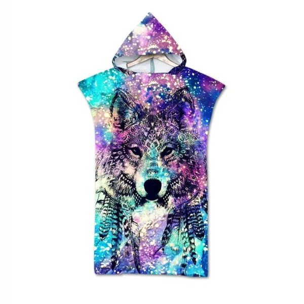 poncho de plage loup