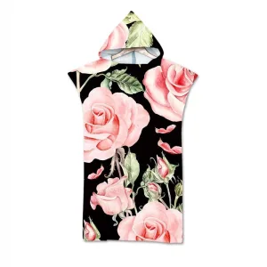 poncho de plage roses
