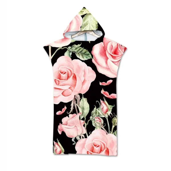 poncho de plage roses