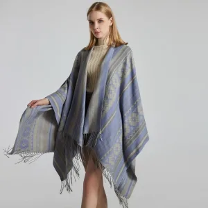 poncho écharpe femme à franges