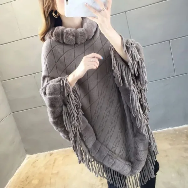 poncho en polaire femme