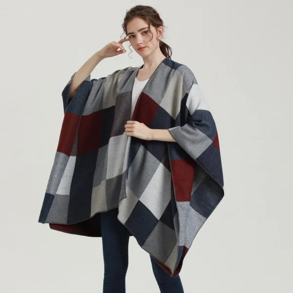 poncho femme à carreaux