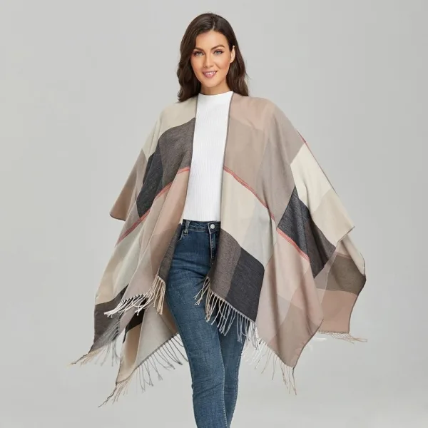 poncho femme beige