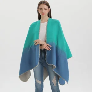 poncho femme bleu