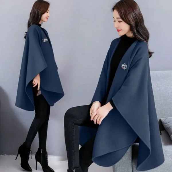 poncho femme bleu marine