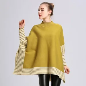 poncho femme cachemire à rayures