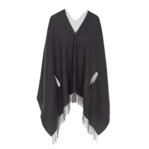 poncho femme cachemire uni réversible