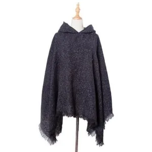 poncho femme chiné long