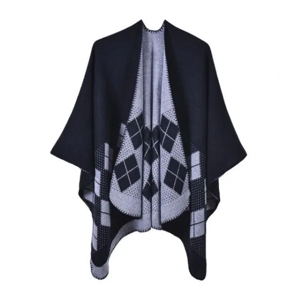 poncho femme coton à carreaux