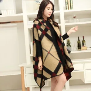 poncho femme écossais