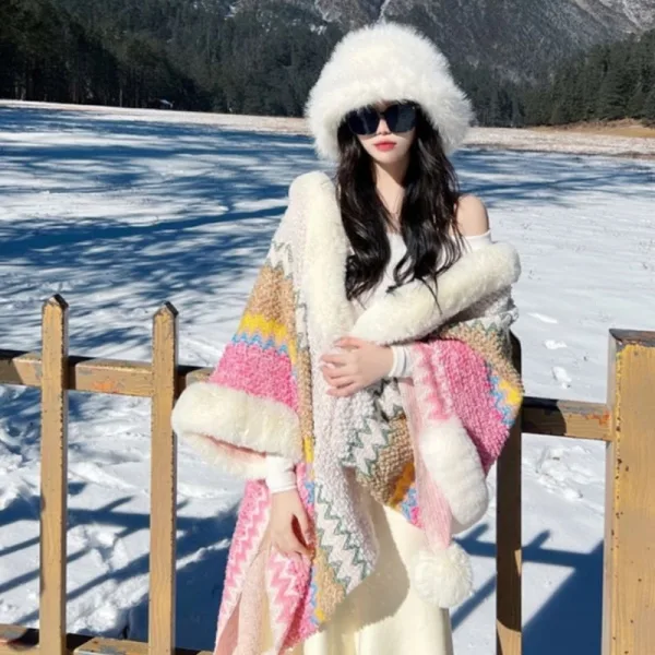 poncho femme en alpaga