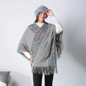 poncho femme en laine pas cher