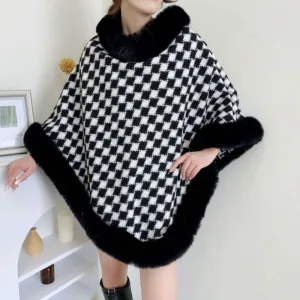 poncho femme fourrure