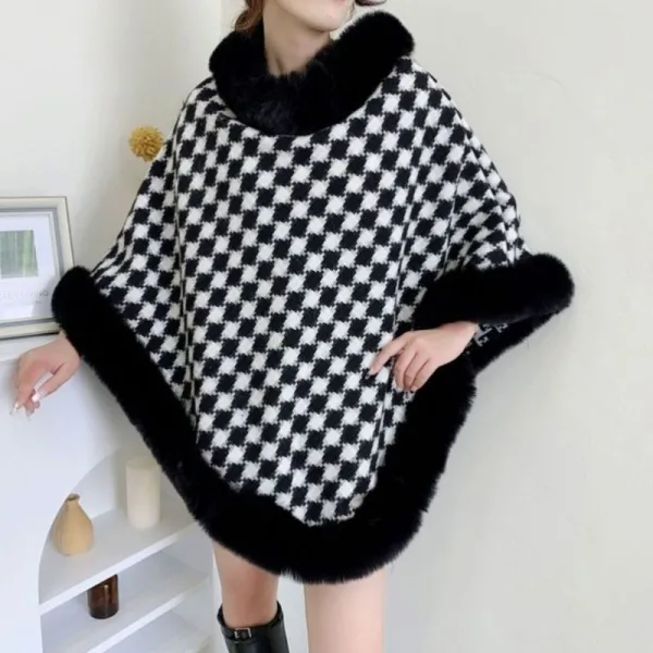 poncho femme fourrure