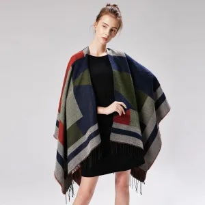 poncho femme frange