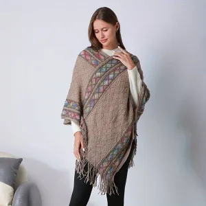 poncho femme laine beige