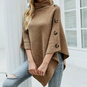 poncho femme laine col roulé