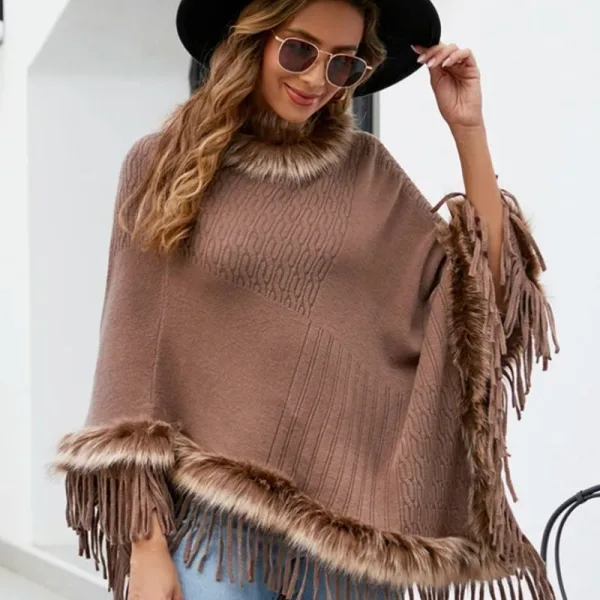 poncho femme marron