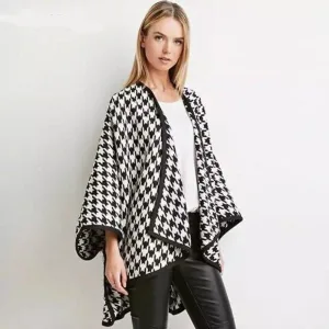 poncho femme noir et blanc