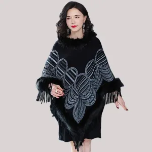 poncho femme noir polaire