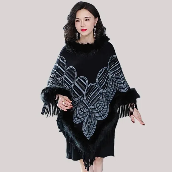 poncho femme noir polaire