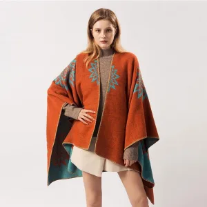 poncho femme orange